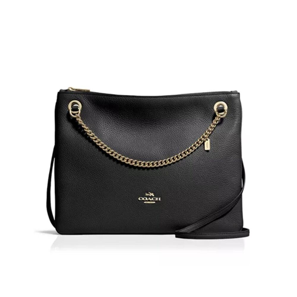 COACH Black Pebbled Leather Convertible Hippie Crossbody Bag No K1405-52901